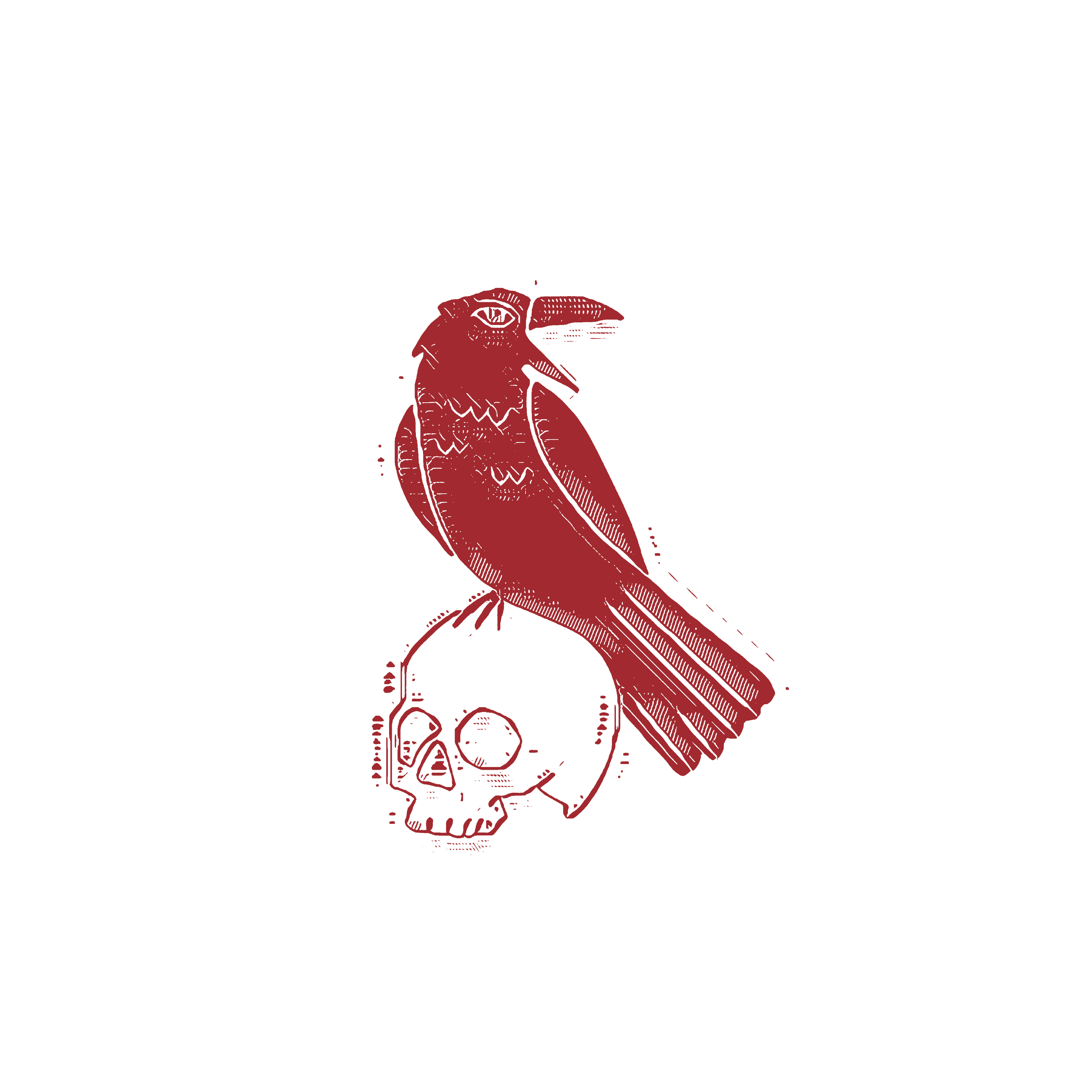 The Crow — illustrated symbol of grief, a crow perched on a skull, from the 47sundays visual language by Jay Badenhorst