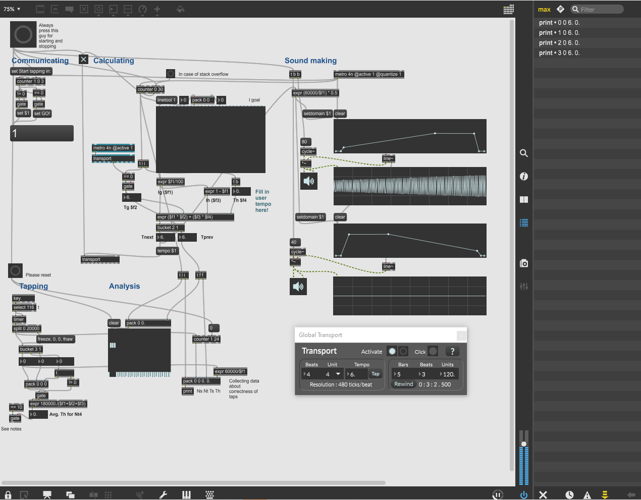 MAX/MSP test setup
