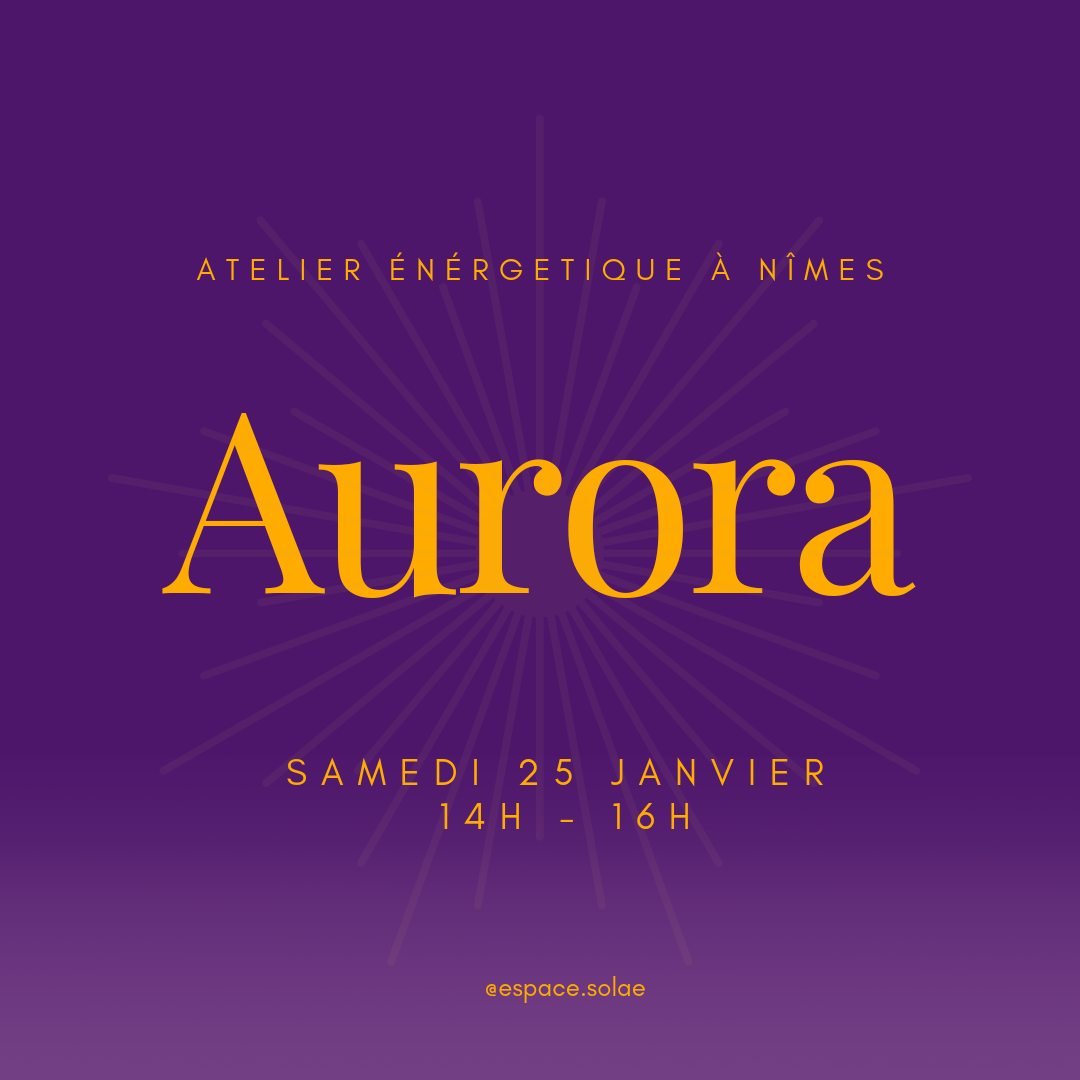 #✨ Les Ateliers Energ&eacute;tiques - Aurora, &agrave; la d&eacute;couverte du subtil ✨

Rejoignez les ateliers &eacute;nerg&eacute;tiques Aurora pour un moment de pause et de recentrage dans une atmosph&egrave;re douce et bienveillante et surtout ..