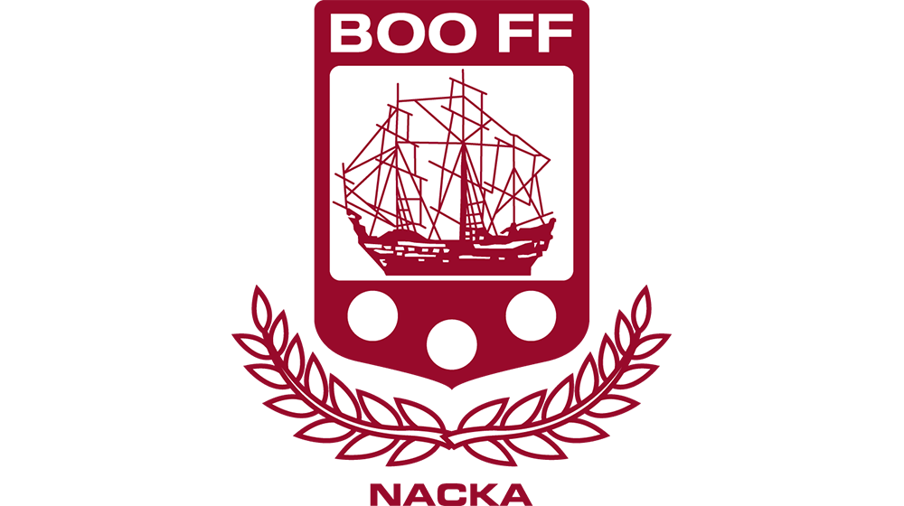 En klubb- eller organisationsemblem med en bild av ett fartyg och texten BOO FF och NACKA.