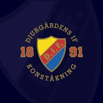 Fotbollslagets emblem med texten 'Durgårdens IF Konstnätring', grundat 1891, med en sköld i rött, blått och gult.