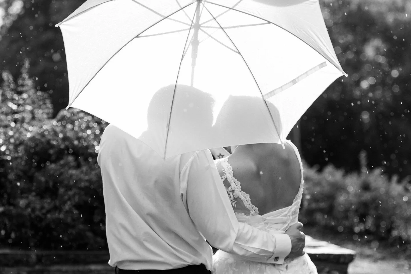 I adore shooting weddings. The joy, the energy, and even if the weather isn't perfect, it's all part of the magic.⁠
⁠
Why is this one of my favourite shots? ⁠
⁠
1 - I used a high shutter speed of 1/1000 to capture the rain falling, adding a unique el