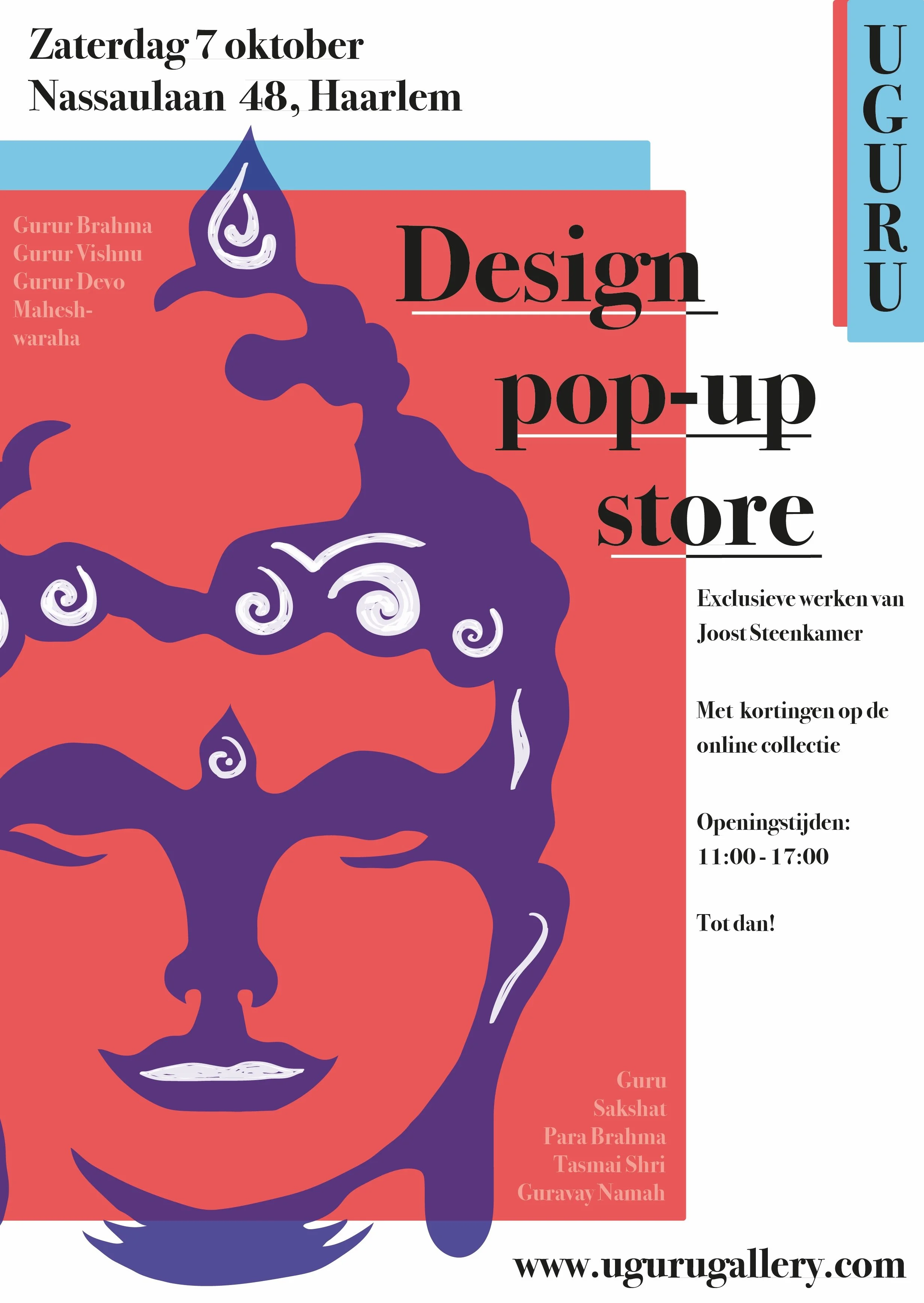 Graphic design poster and flyer for UGURU Gallery by Studio Steenkamer