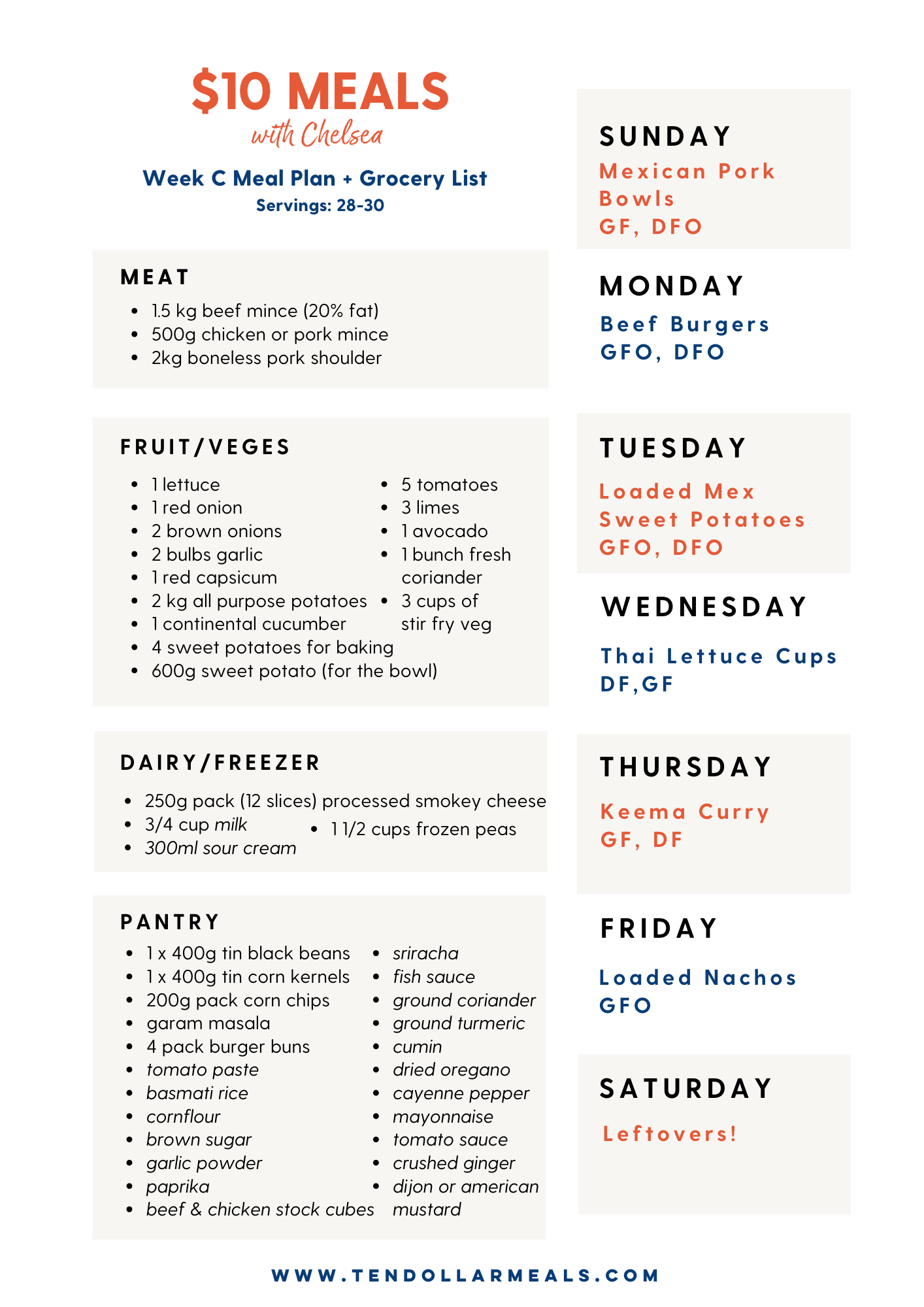 Meal Plans — $10 Meals with Chelsea