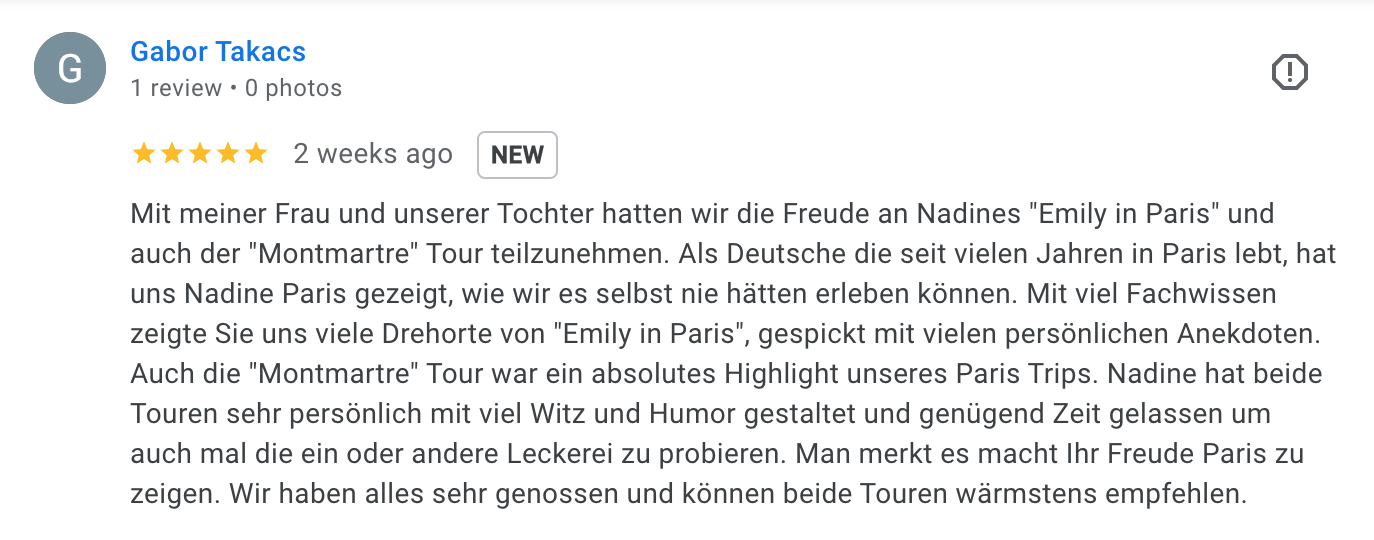 Screenshot of a Google review written in German.