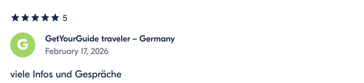 Travel guide app listing for Germany, dated February 17, 2026, with a 5-star rating and a green icon with a 'G'.