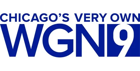 Logo for WGN 9, a Chicago-based TV station, with the text 'Chicago's Very Own WGN 9' in blue.