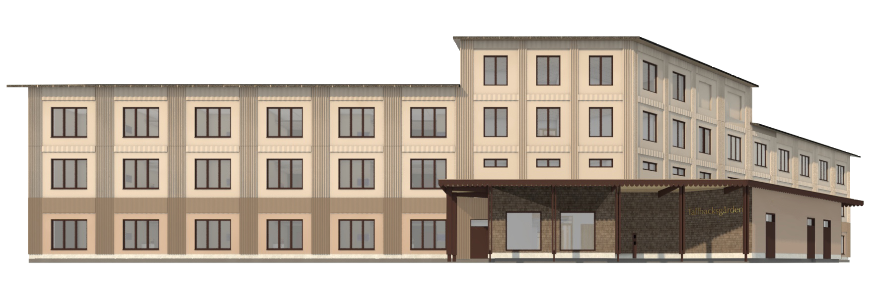 winroth arkitekter, tävling, östersund, vård och omsorgsboende, särskilt boende, betong fasad, fasad gestaltning, betongelement,