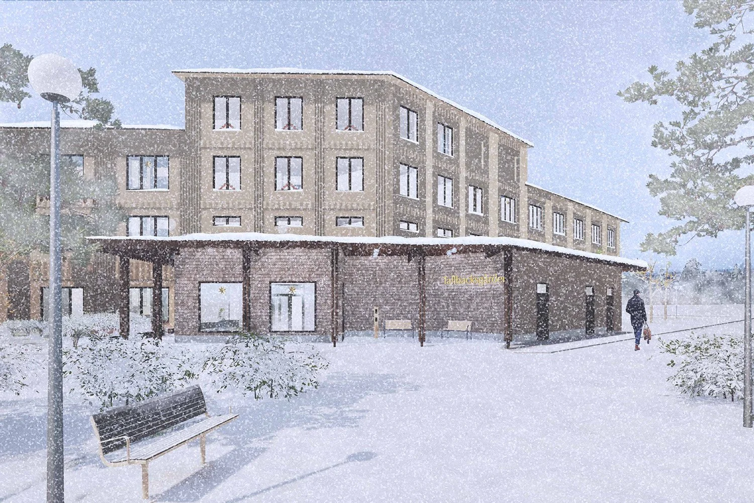 winroth arkitekter, tävling, östersund, vård och omsorgsboende, särskilt boende,  utsikt, vyer, berg och dal, snölandskap,