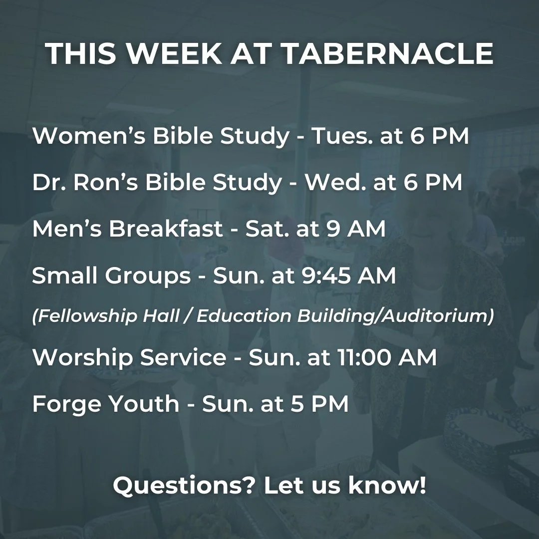 Looking forward to a great week at Tabernacle!