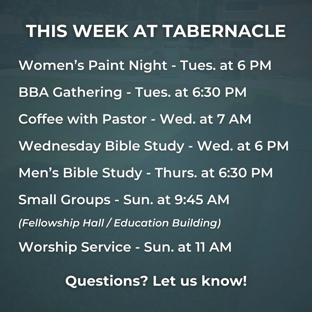 We're looking forward to a great week lifting up Jesus!