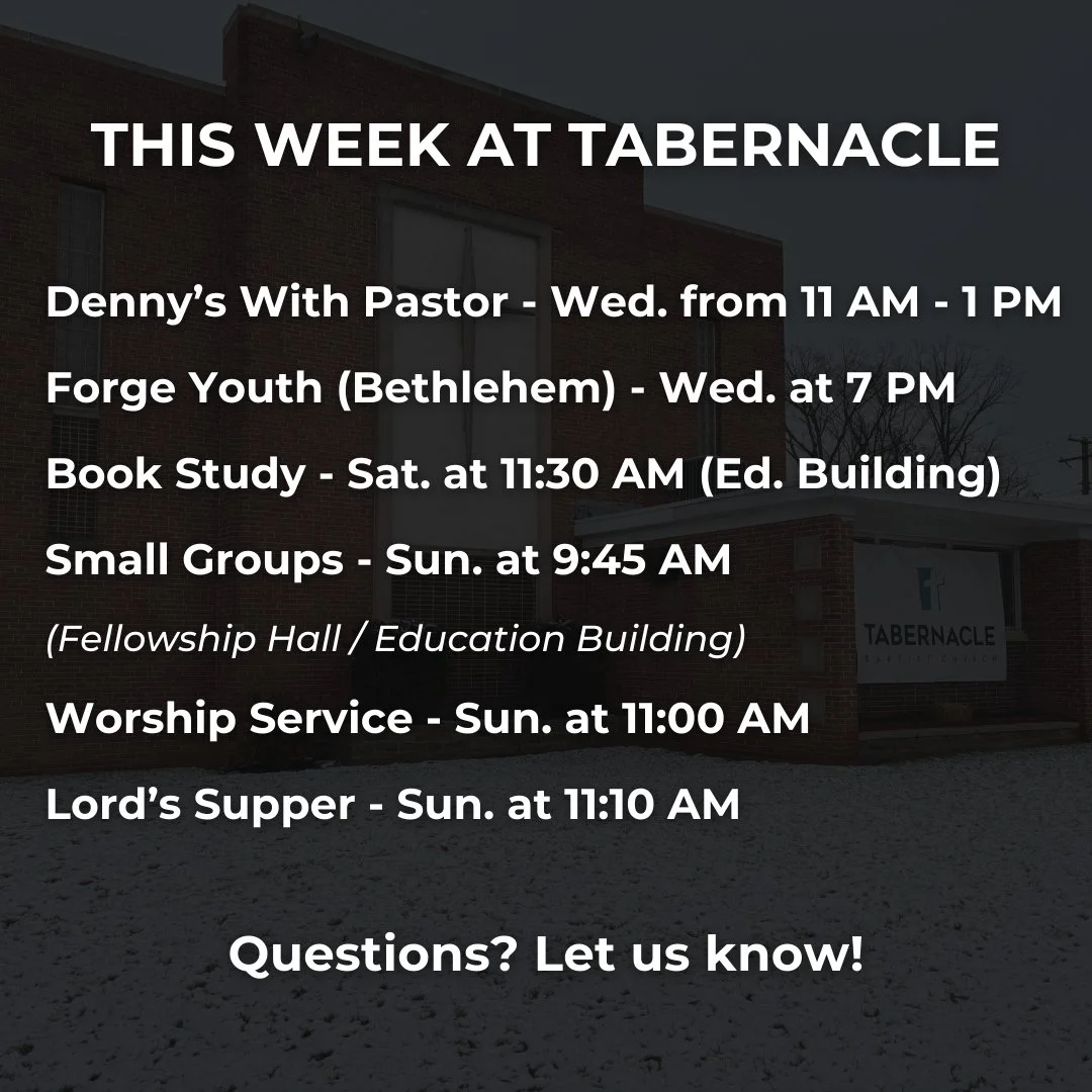We hope you're enjoying the snow - we've got a great week ahead at Tabernacle!