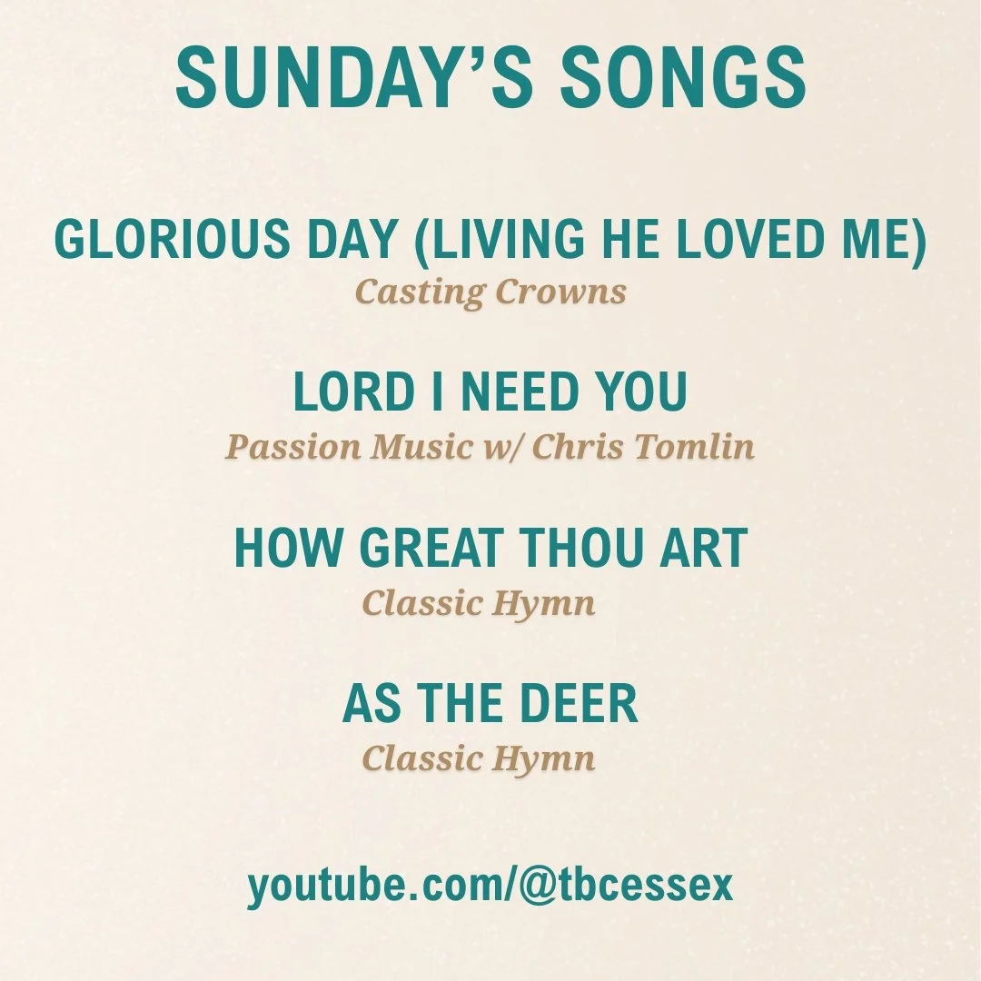 This Sunday, we'll be finishing our study "Last Words of Jesus" in John 14-16 with John 16:16-33. Be reading through the passage (and listening to these songs) in preparation for Sunday!