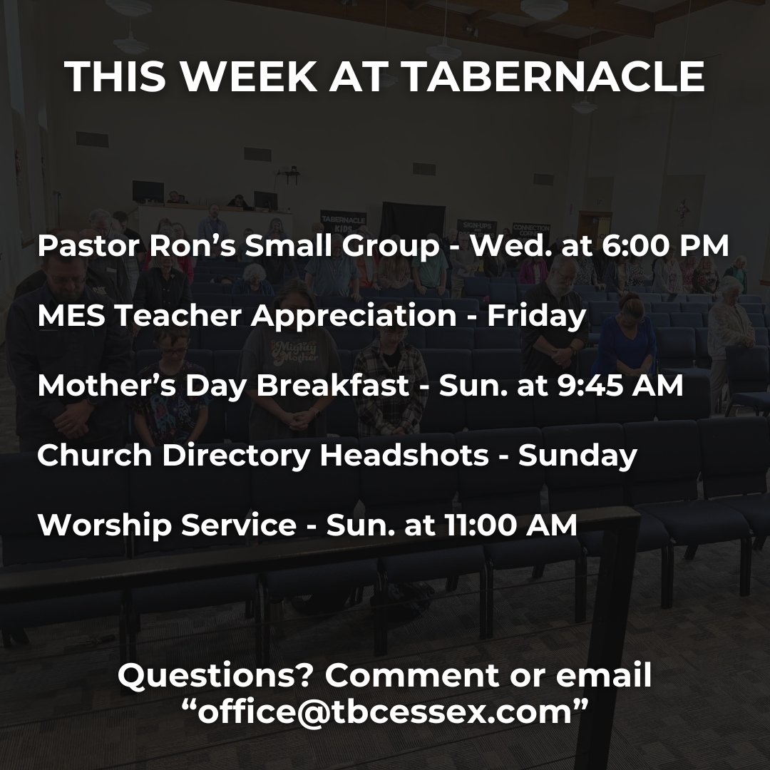 Mother's Day is this Sunday, and we've got a Breakfast planned from the Men of Tabernacle for all the church family! Missionary Ben Armacost will also be with us this Sunday and will be sharing his work with our International Mission Board. It's gonn