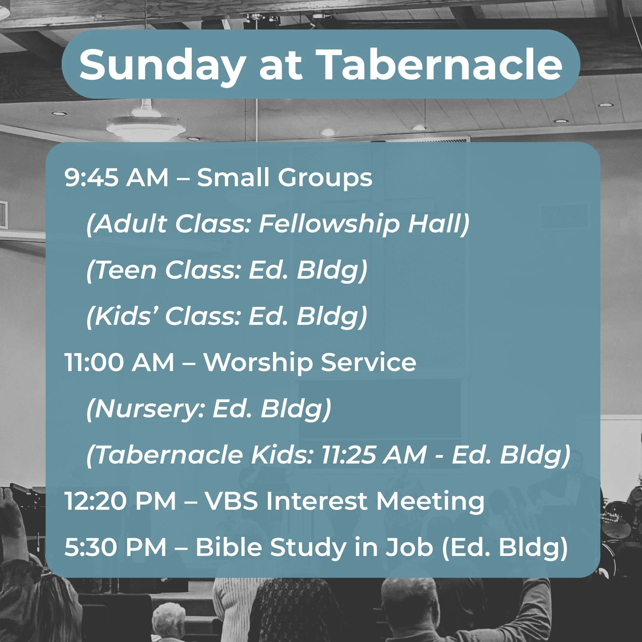 Tomorrow's a busy, but wonderful day at Tabernacle!