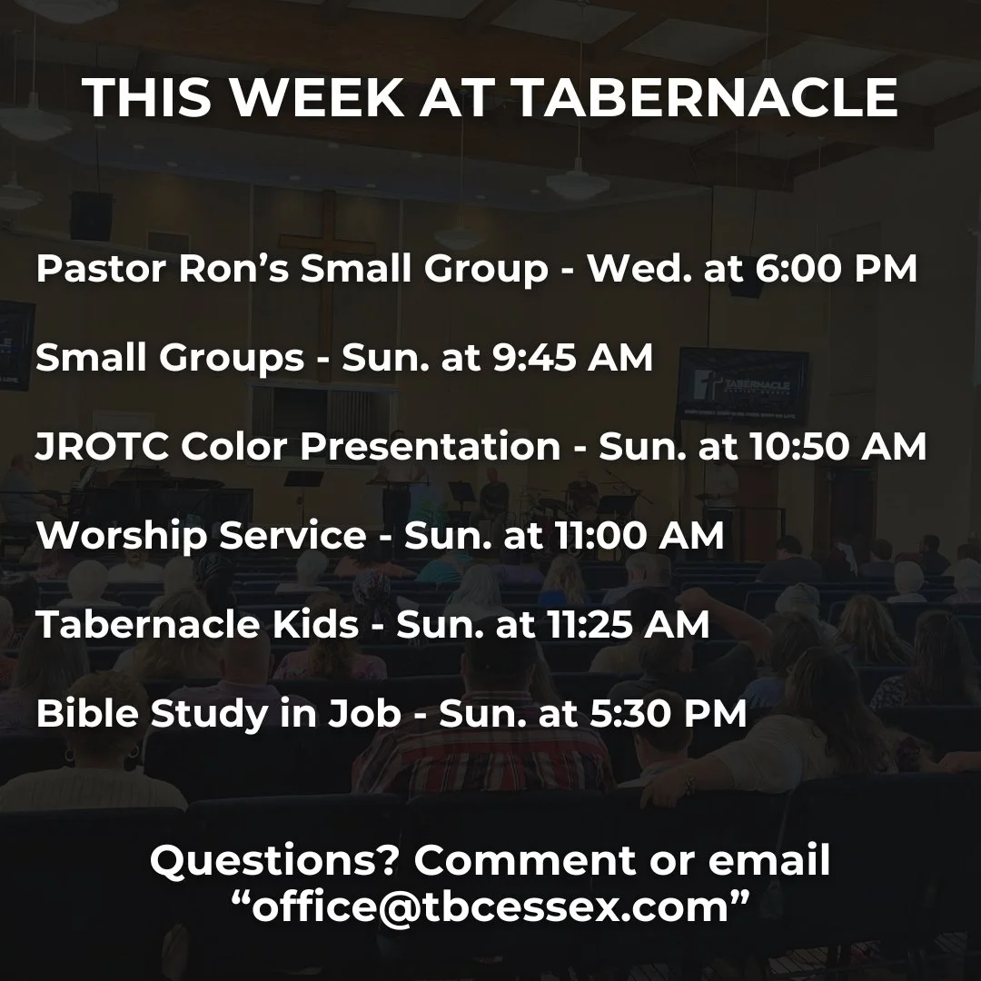 We're looking forward to a good week at Tabernacle!!