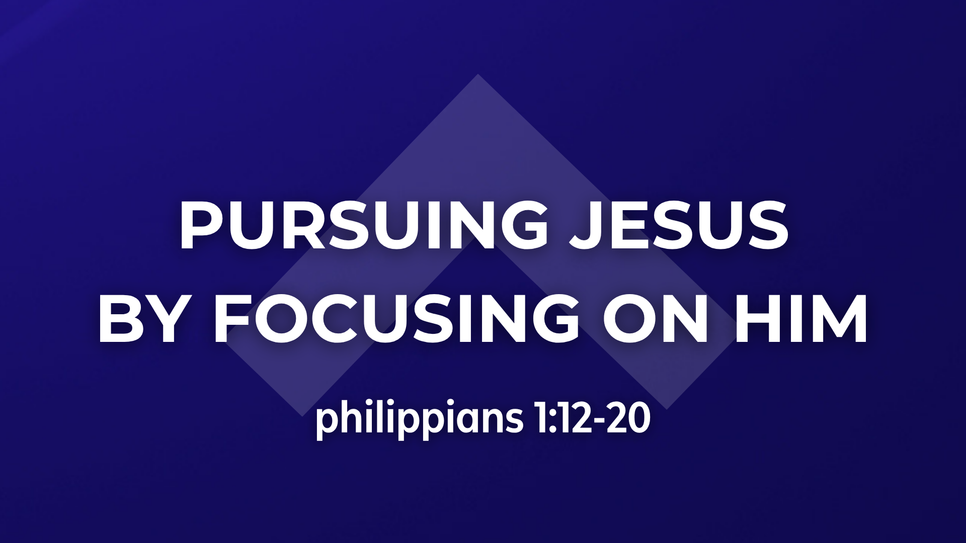 Philippians 1:12-20 - Pursuing Jesus By Focusing On Him