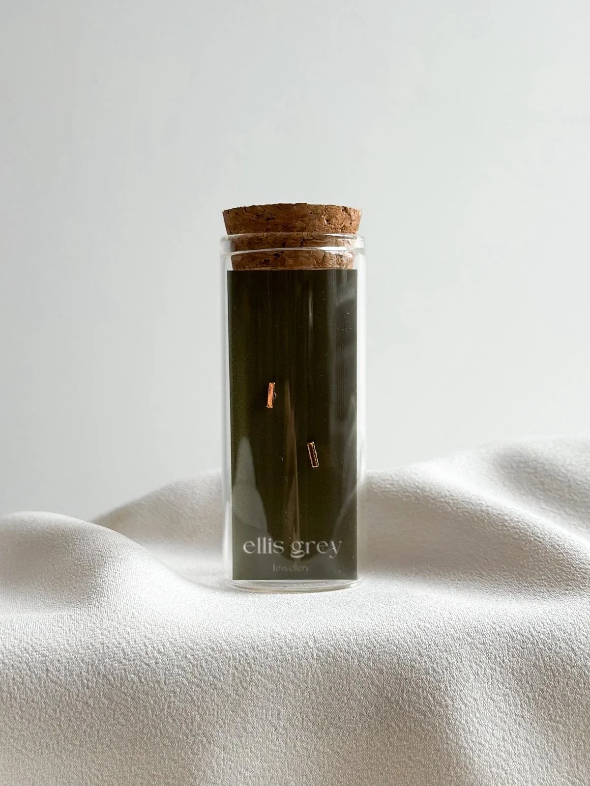 Glass Vial - 18k Gold Line Stud Earrings