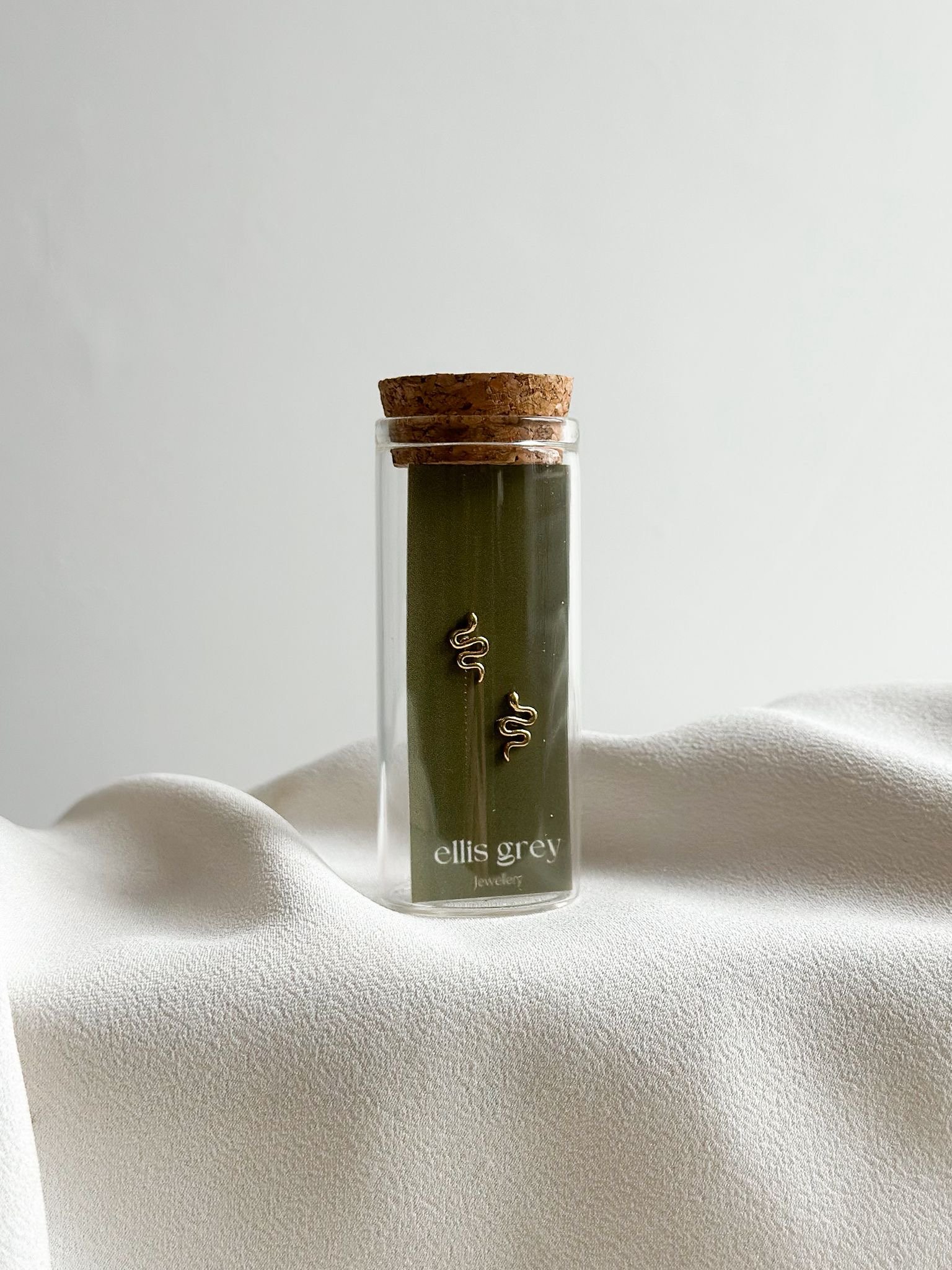 Glass Vial - 18k Gold Snake Stud Earrings