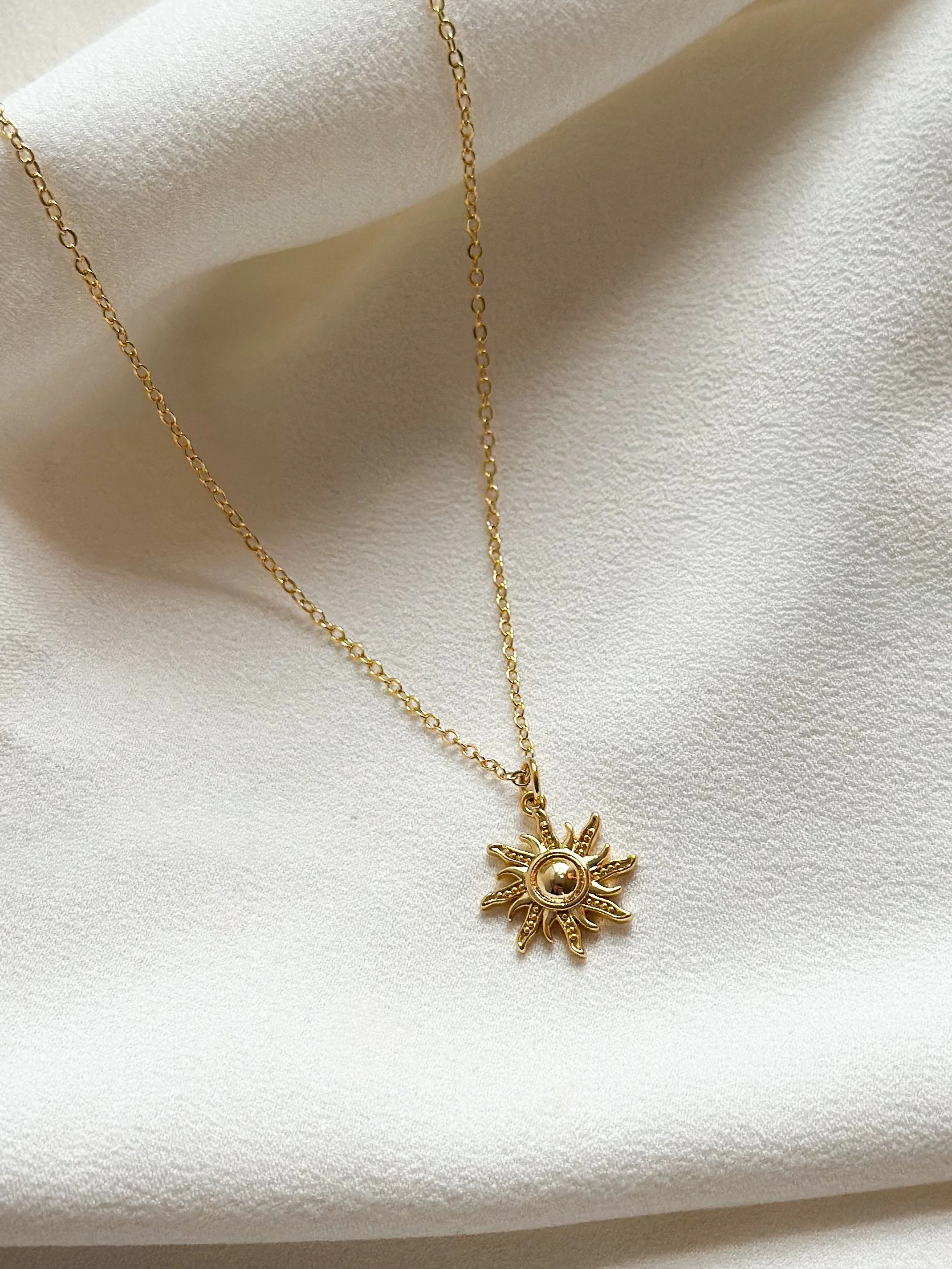 18k Gold Sun Pendant Necklace