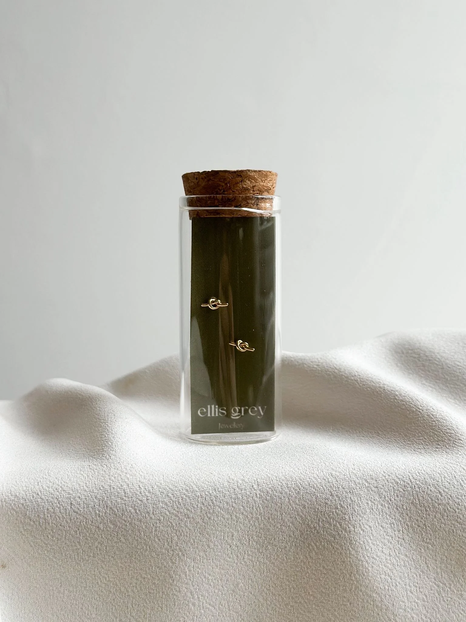 Glass Vial - 18k Gold Knot Stud Earrings