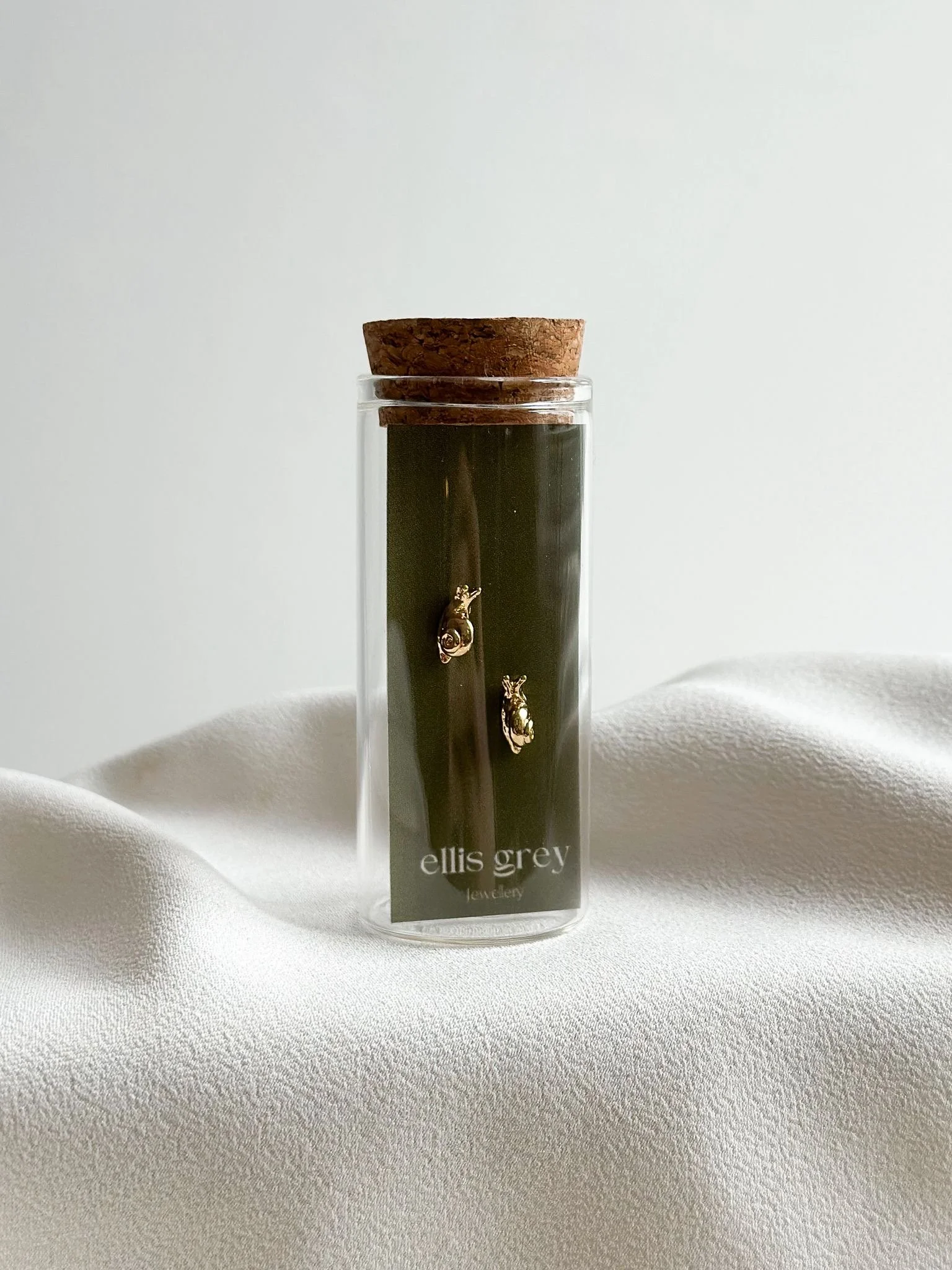 Glass Vial - 18k Gold Snail Stud Earrings