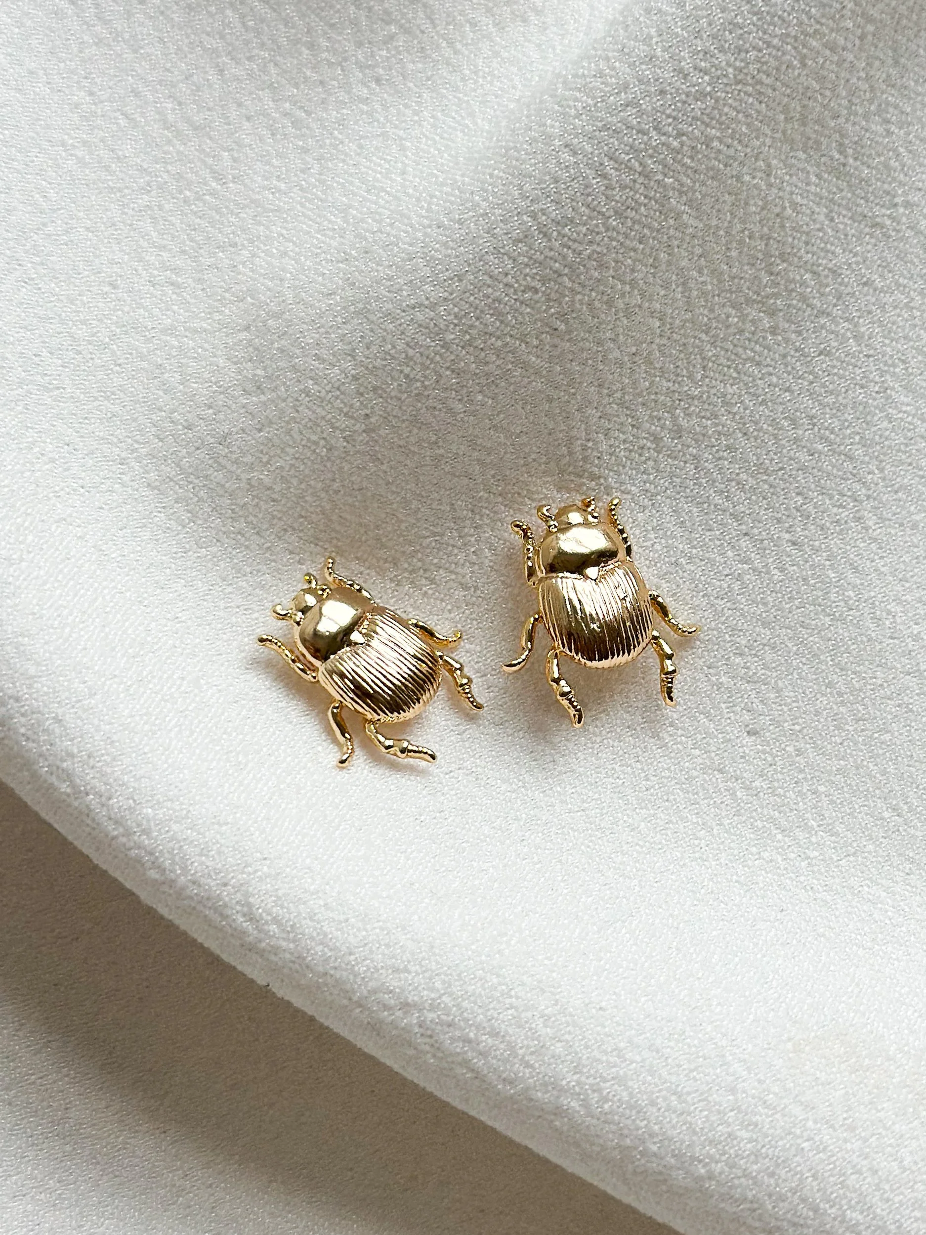 Wildlife Collection- 18k Gold Beetle Stud Earrings