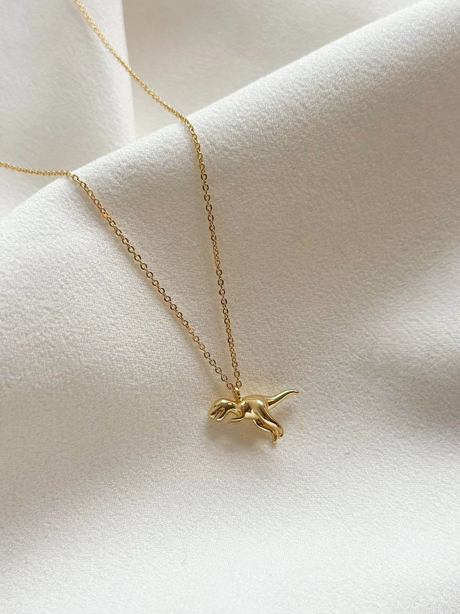 18k Gold T-Rex Pendant Necklace