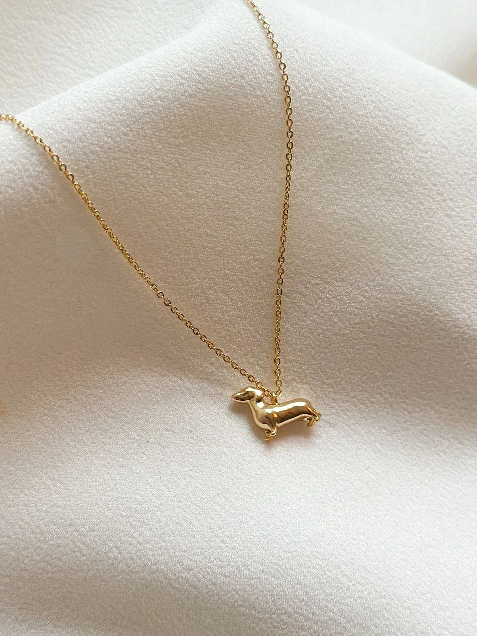 18k Gold Dachshund Pendant Necklace