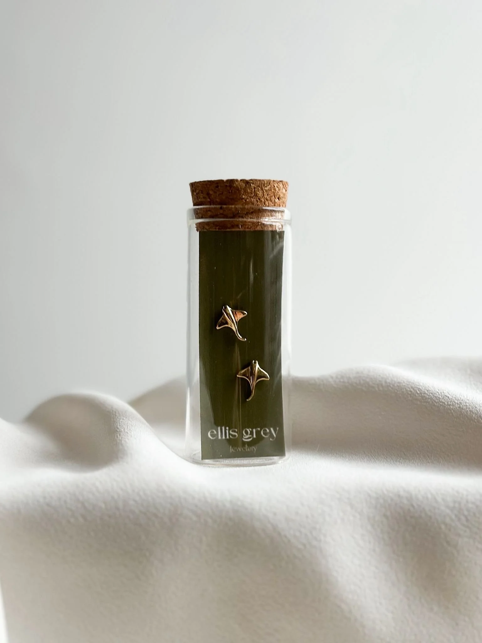 Glass Vial - 18k Gold Stingray Stud Earrings