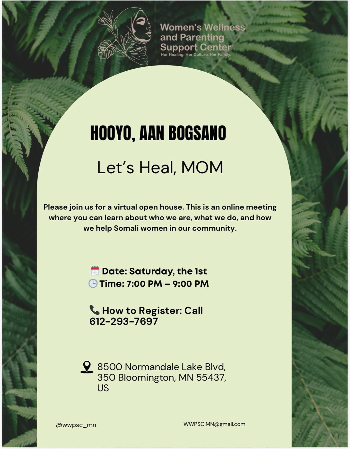 🌿 Let&rsquo;s Heal, Hooyo (Mom) 🌿

At the Women&rsquo;s Wellness &amp; Parenting Support Center, we understand the need to build a space where healing begins by embracing every part of who we are &mdash; as women, mothers, and families.

Let&rsquo;