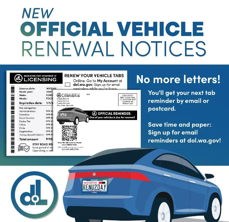 Heads Up, Washington Drivers: Your Vehicle Registration Notice is Changing