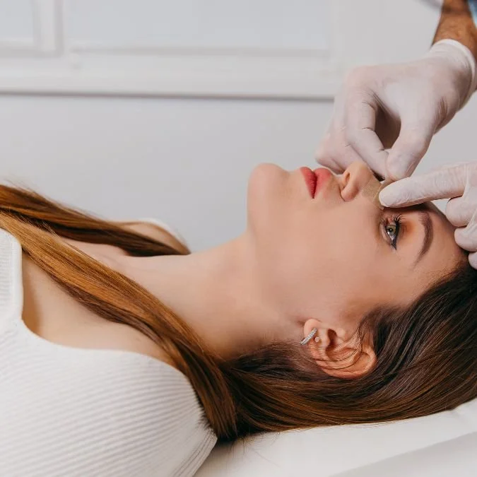 female with breathing difficulties before rhinoplasty