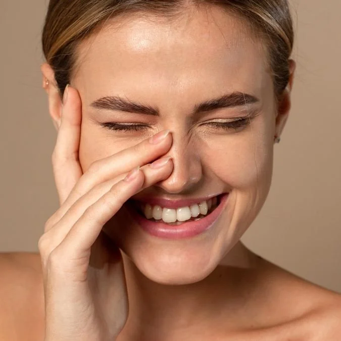 a woman who had a rhinoplasty for facial balance