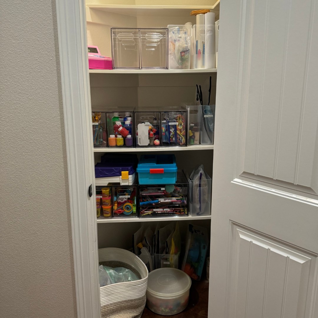 Neat Hall Closet Organizing with Bins and Labels-East-Texas.jpg