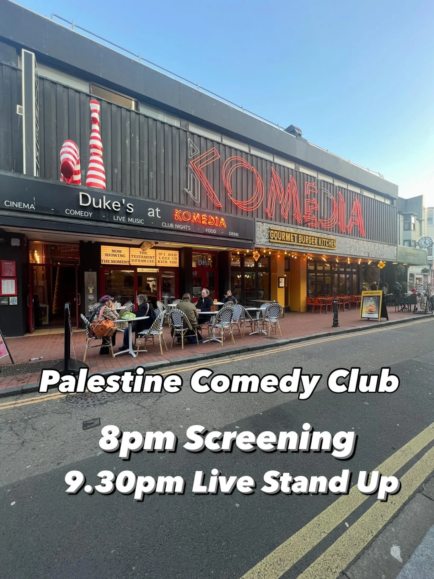 Brighton!!

Palestine Comedy Club is at the Komedia for a screening followed by live stand up from @alaashehada_ 

📍Komedia
🗓️March 3rd
⏰8pm Screening 
⏰ 9.30pm Live stand-up