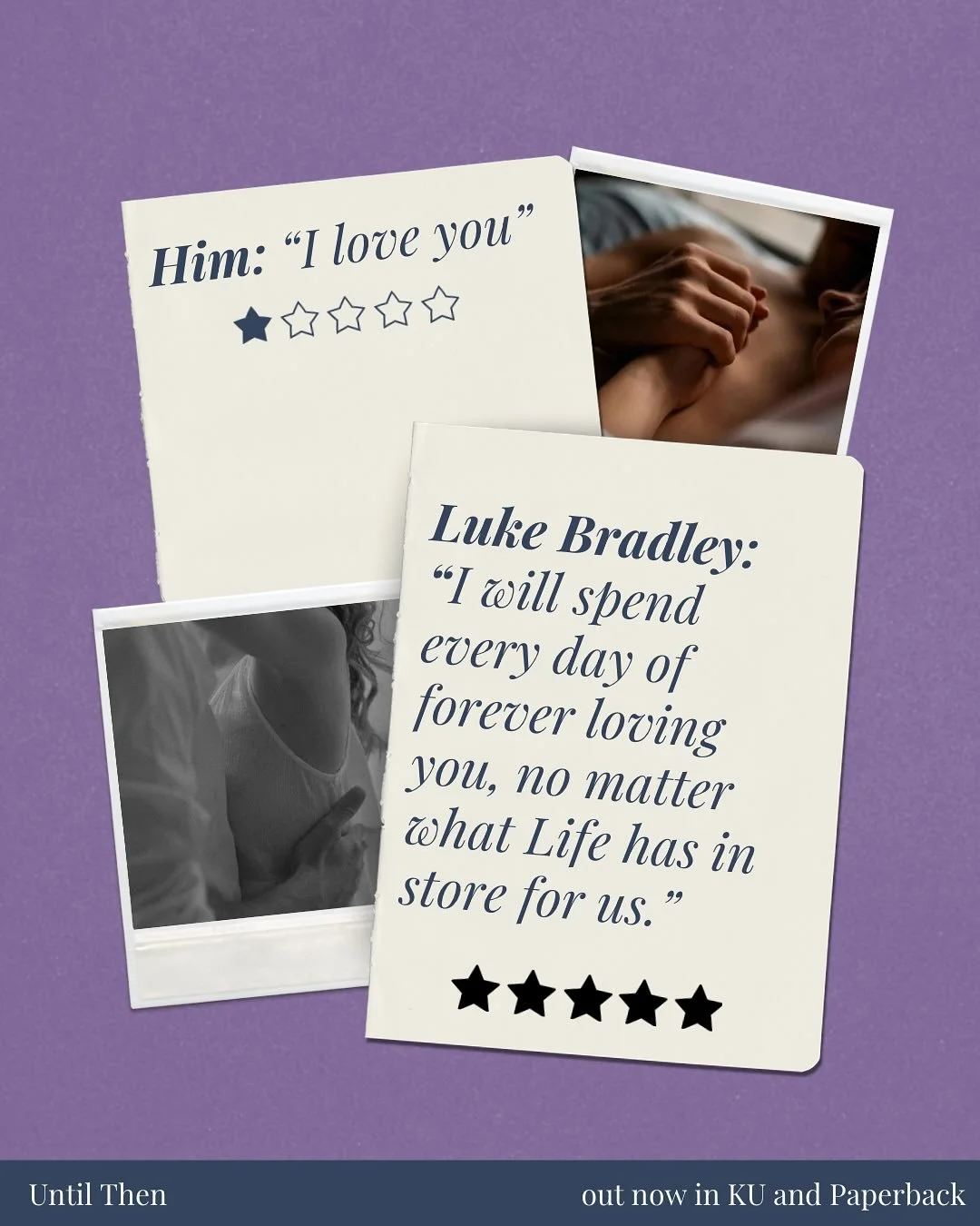 Until Then is a small-town romance that challenges what it means to move forward in the face of grief, finding the courage to love again, and learning to live fully and out loud. 

#untilthen #thebluecollarboysseries #smalltownromance #romancebooks #