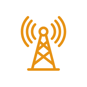 Icon of a radio transmission tower emitting signals