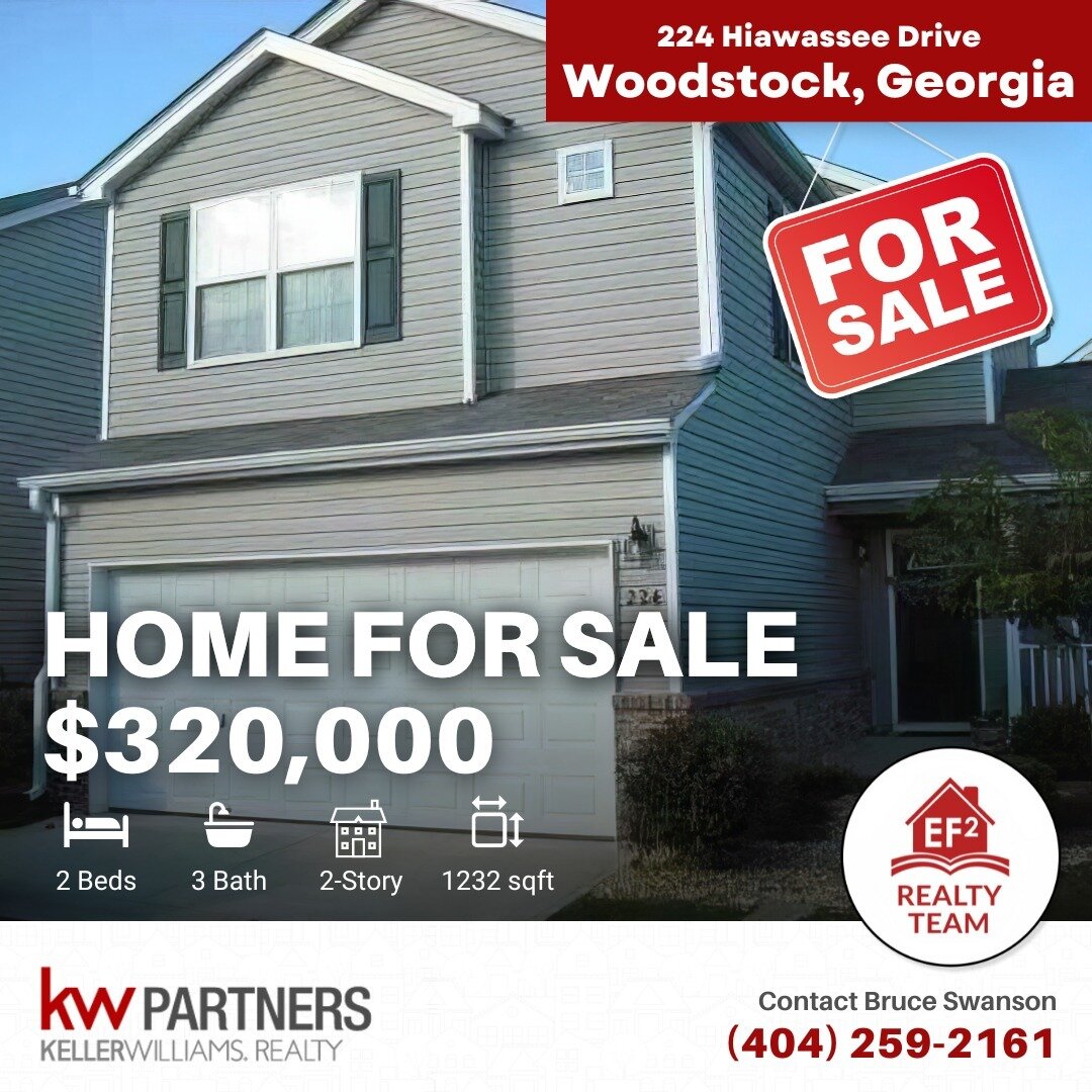 🏡✨ WOODSTOCK HOME FOR SALE ✨🏡
📍 224 Hiawassee Drive, Woodstock, GA 30188

Located in fabulous River Park community, this well-maintained, easy-to-care-for two-story home has 2 oversized master suites. Private patio and fenced courtyard give you th