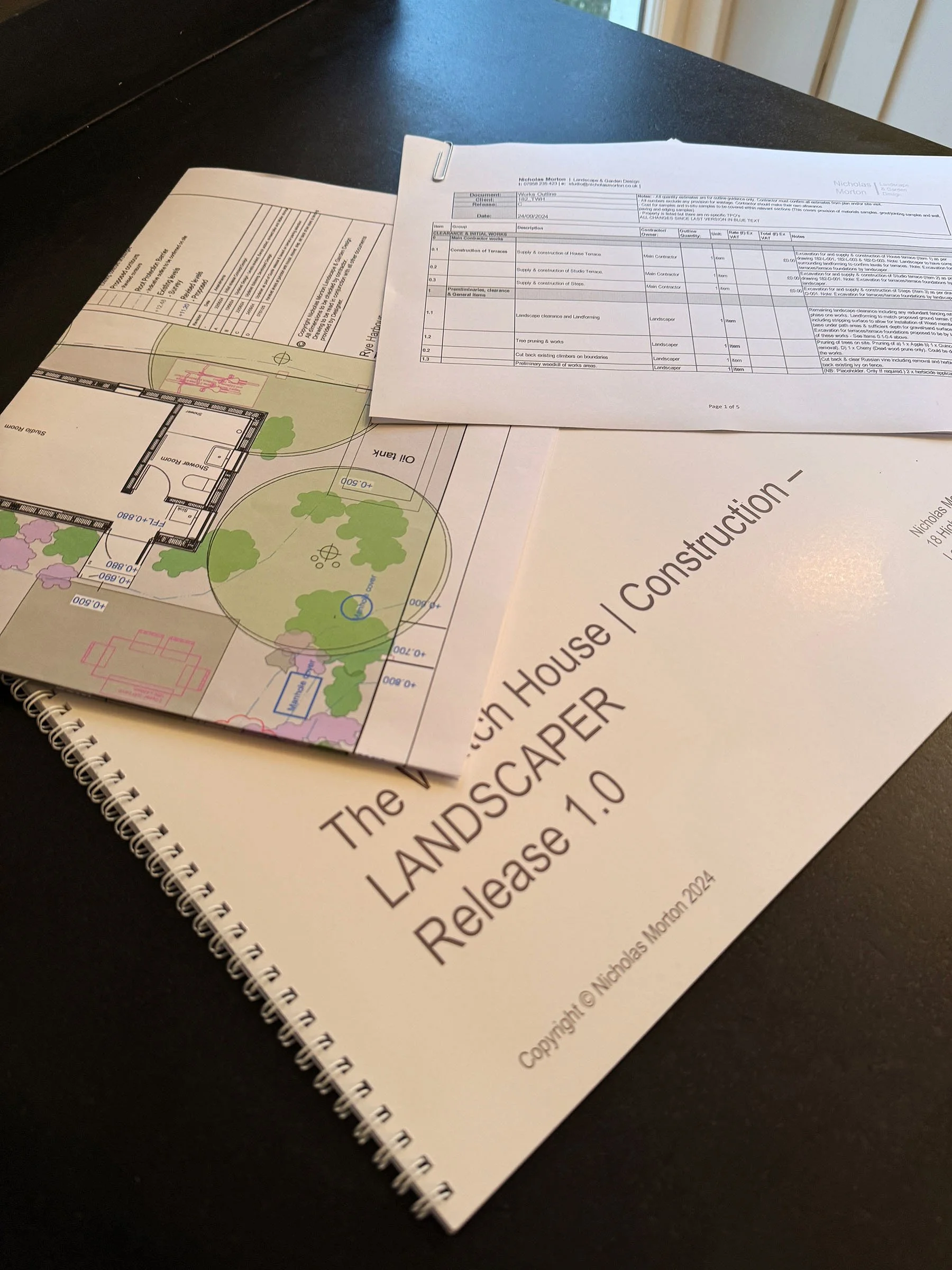 A package of drawings, specifications and Scope of Works in created for the landscaper to quote accurately. It is then the basis for ongoing management of the construction to ensure that the design is built as required.