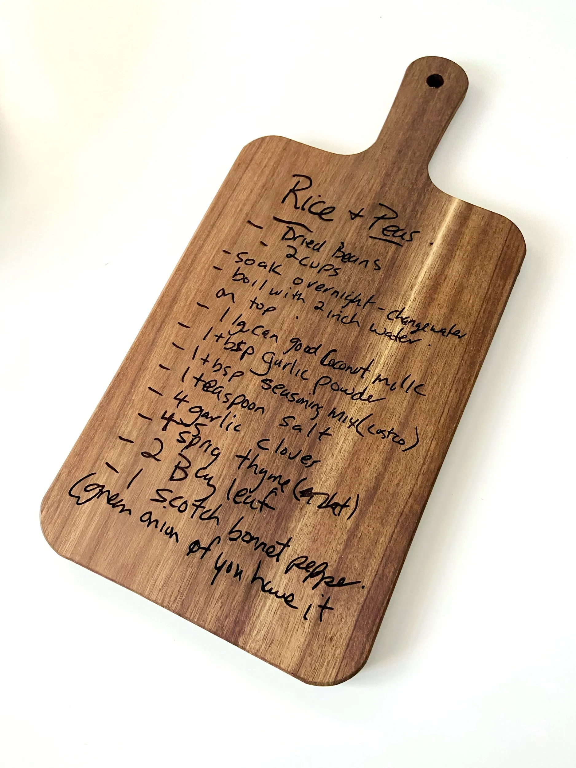 Handwritten Recipe Wooden Cutting Board