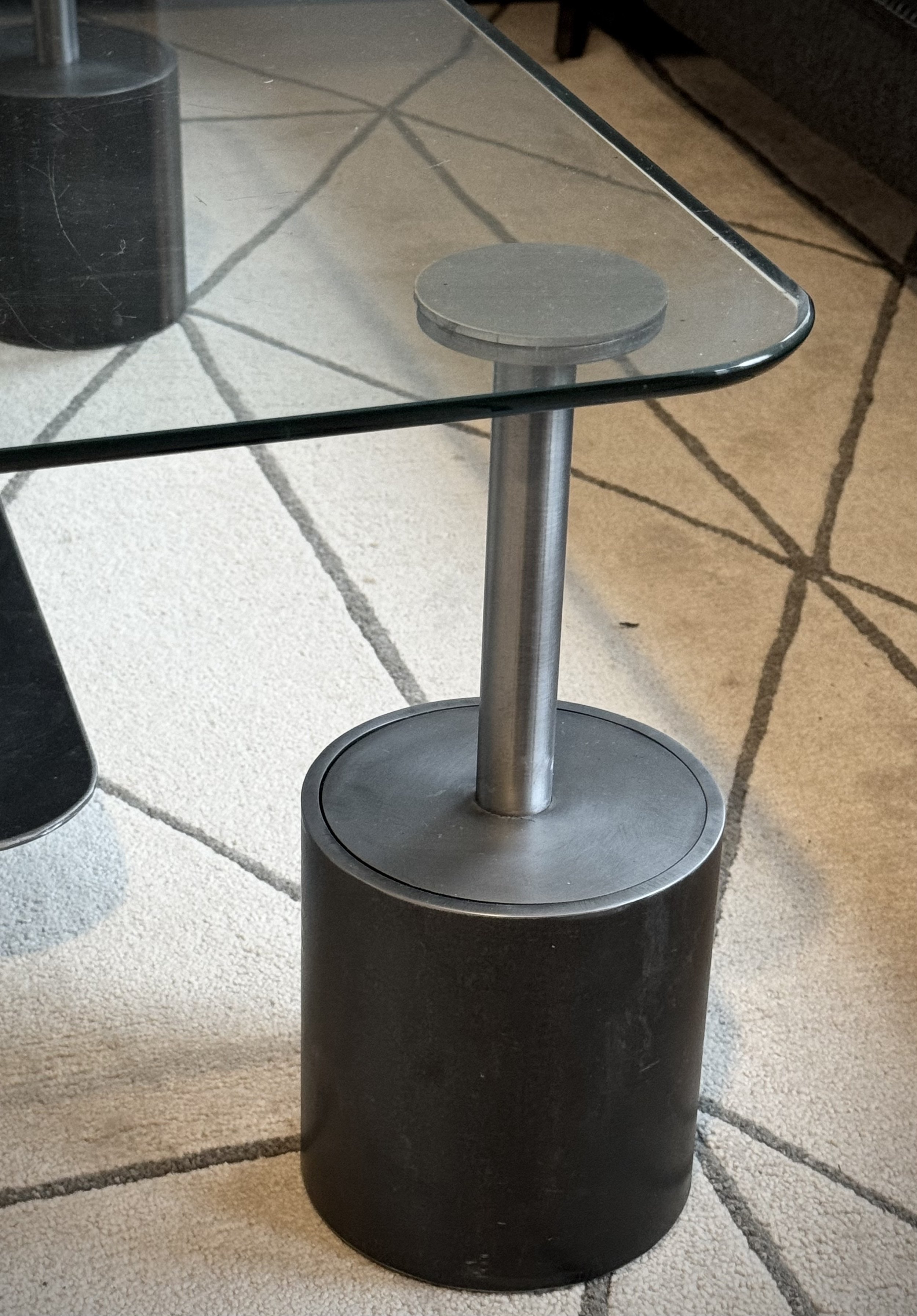 Steel, Stainless steel, Glass
38" x 38" x 14"h
Floating Island shelf-
24" x 24" x 3" h