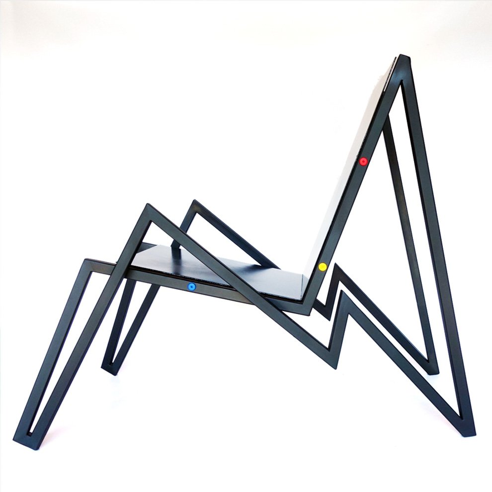 The Alto Lounge Chair is a minimalist post-modern masterpiece, a jagged interpretation of a mountain peak vista. Its sculptural silhouette, handmade with compound angles, captures nature in a sleek and modern design.
Powder Coated Steel
33.5”H x 41