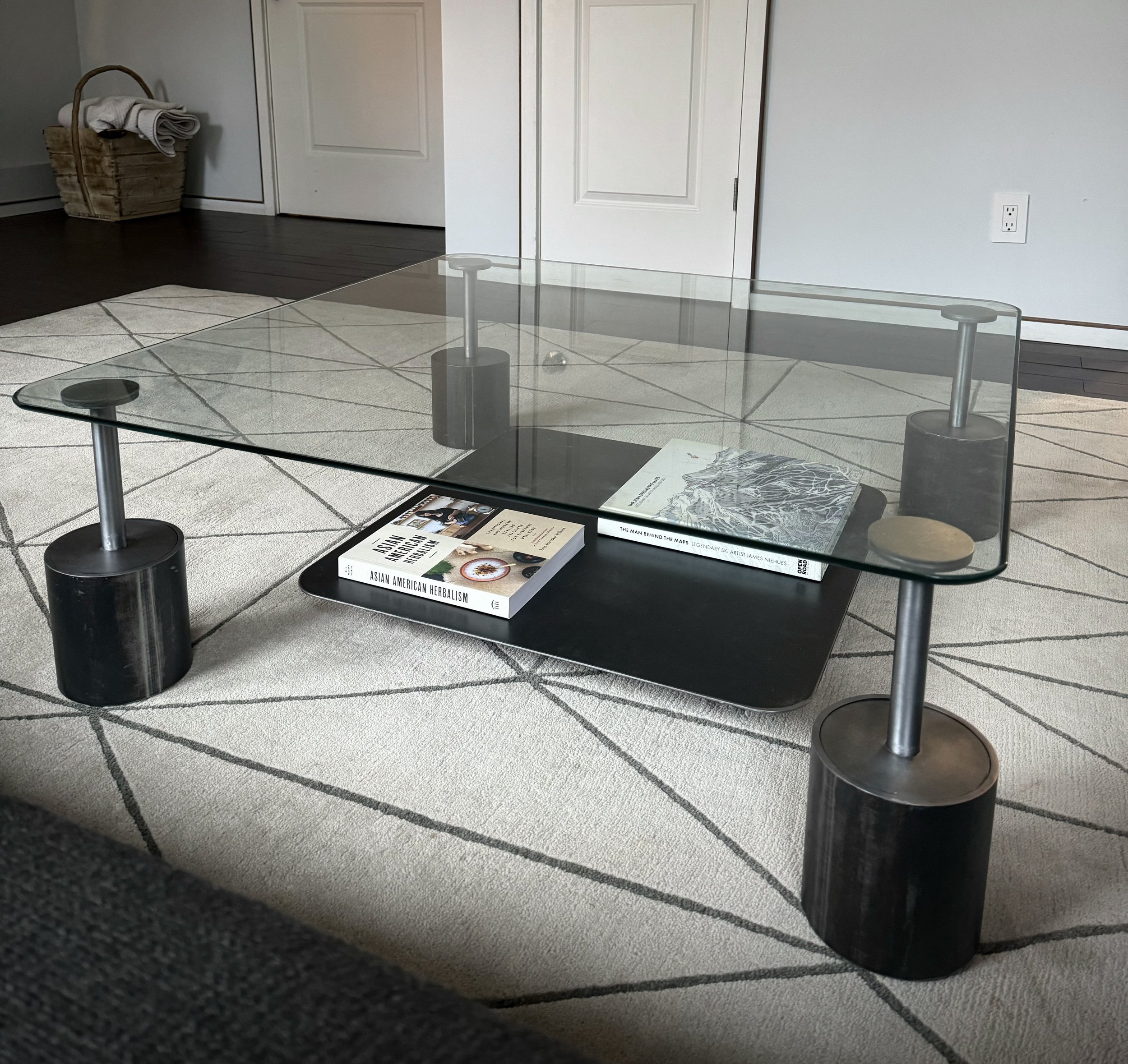 Steel, Stainless steel, Glass
38" x 38" x 14"h
Floating Island shelf-
24" x 24" x 3" h