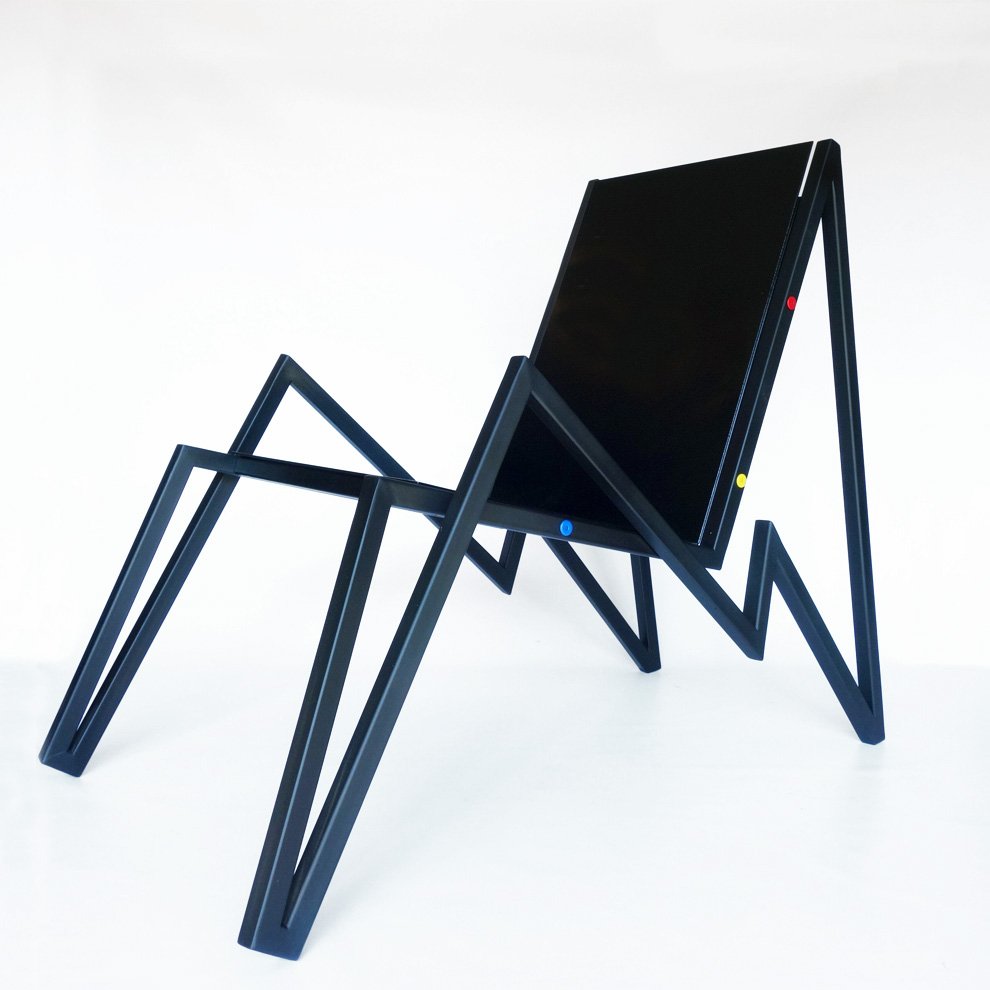 The Alto Lounge Chair is a minimalist post-modern masterpiece, a jagged interpretation of a mountain peak vista. Its sculptural silhouette, handmade with compound angles, captures nature in a sleek and modern design.
Powder Coated Steel
33.5”H x 41