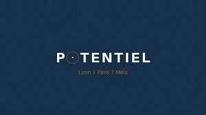 Logo avec le texte 'POTENTIEL' et une ligne jaune sous le 'O', avec les villes Lyon, Paris, Metz en dessous.