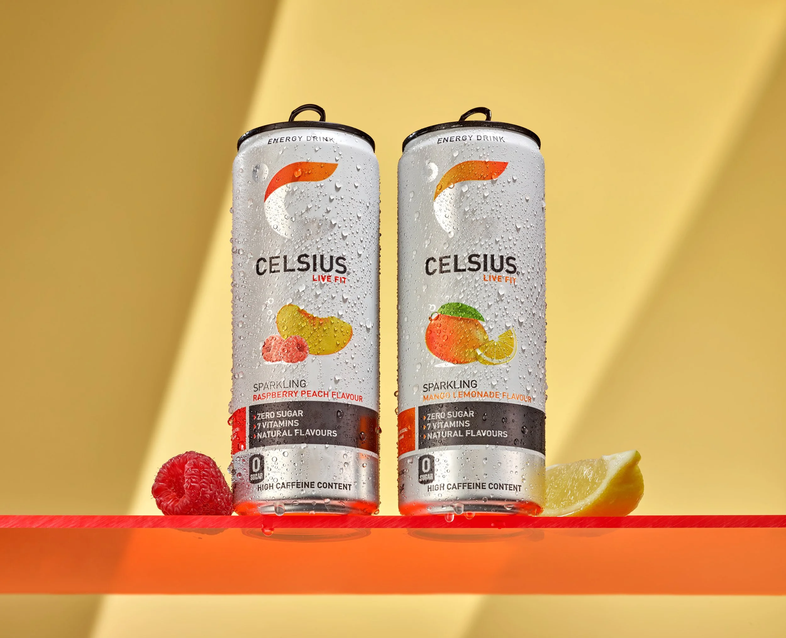 London Still life product photography of Celsius energy drink can