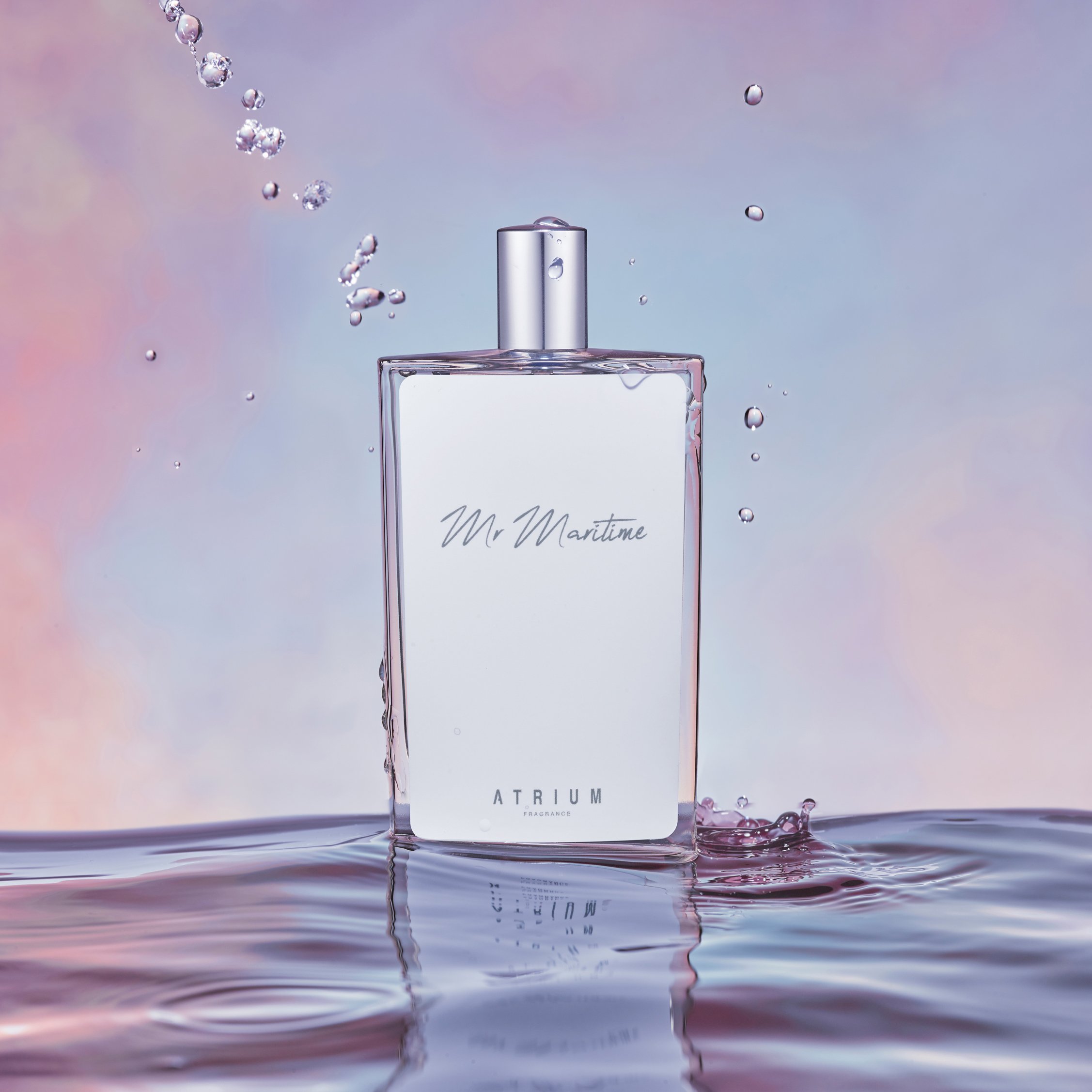 Beauty Perfume Bottle on water high speed splash with ripple makeup photography