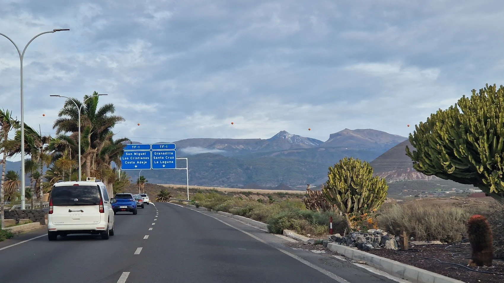 Taxi leaving the Airport of Tenerife South