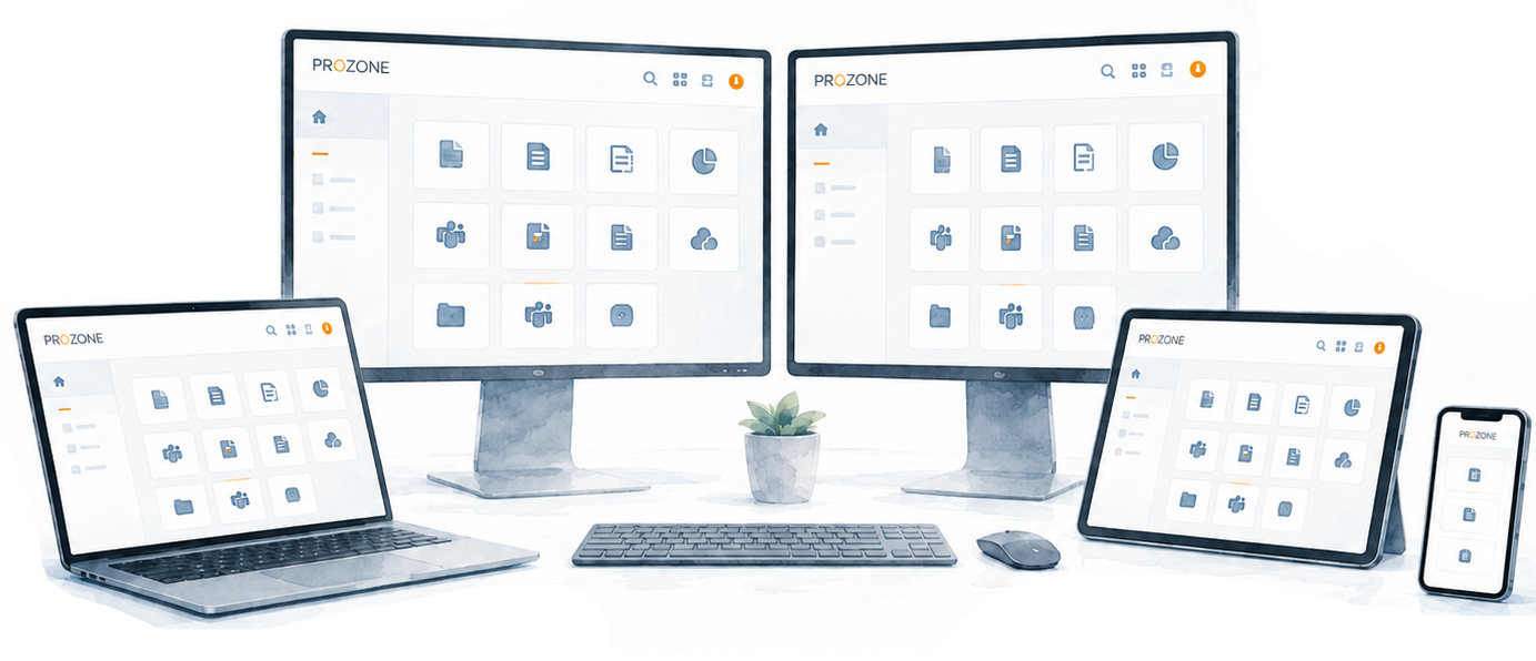 One Desktop workspace across desktop, laptop, tablet and mobile devices
